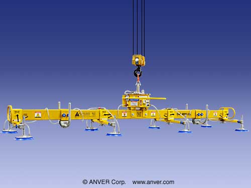 ANVER Eight Pad Self-Powered Mechanical Vacuum Lifter for Lifting Steel Sheets 20  ft x 8 ft (6.1 m x 2.4 m) up to 4000 lb (1814 kg)